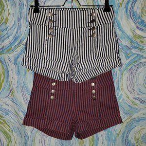 Forever 21 Striped Matelot Shorts, Set of 2